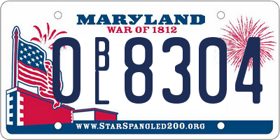 MD license plate 0BL8304