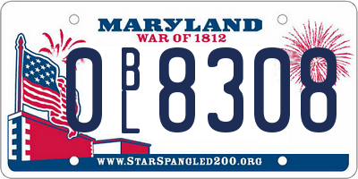 MD license plate 0BL8308