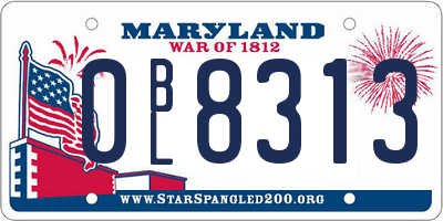 MD license plate 0BL8313