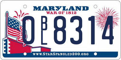 MD license plate 0BL8314