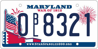 MD license plate 0BL8321