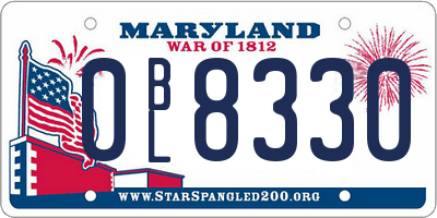 MD license plate 0BL8330