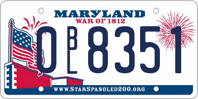 MD license plate 0BL8351