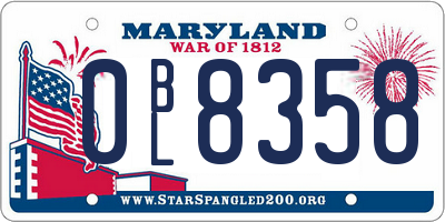 MD license plate 0BL8358