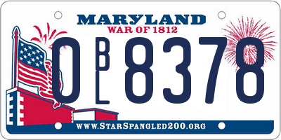 MD license plate 0BL8378