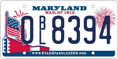 MD license plate 0BL8394