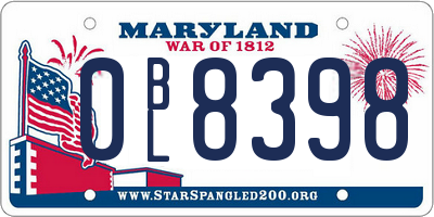 MD license plate 0BL8398