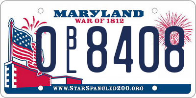 MD license plate 0BL8408