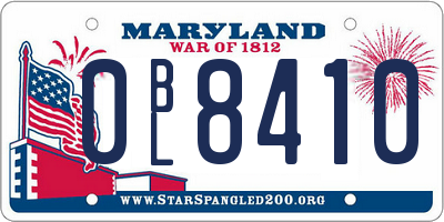 MD license plate 0BL8410