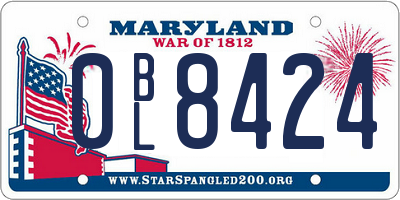 MD license plate 0BL8424