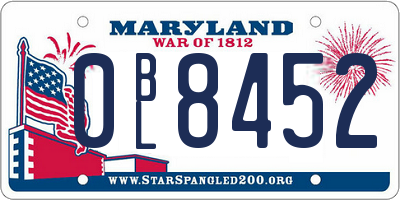 MD license plate 0BL8452