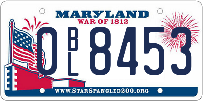 MD license plate 0BL8453