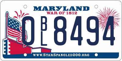 MD license plate 0BL8494