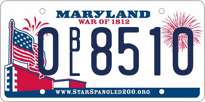 MD license plate 0BL8510