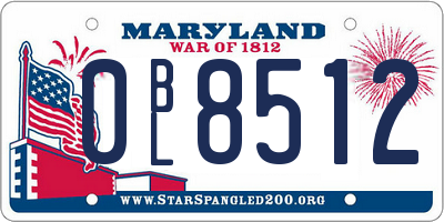MD license plate 0BL8512