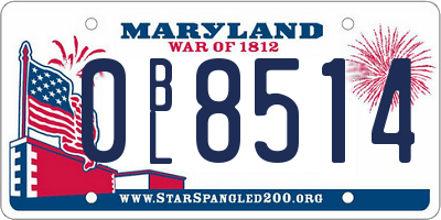 MD license plate 0BL8514