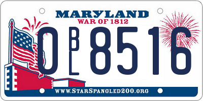 MD license plate 0BL8516