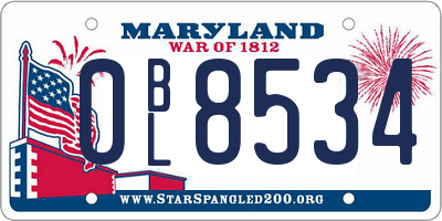 MD license plate 0BL8534