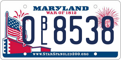 MD license plate 0BL8538