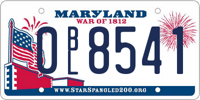 MD license plate 0BL8541