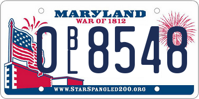MD license plate 0BL8548