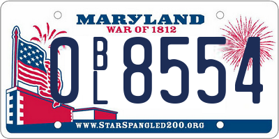 MD license plate 0BL8554
