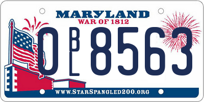 MD license plate 0BL8563