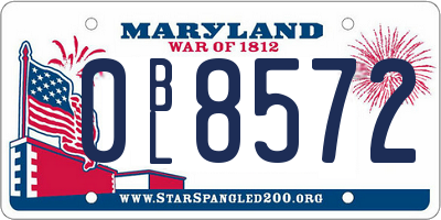 MD license plate 0BL8572