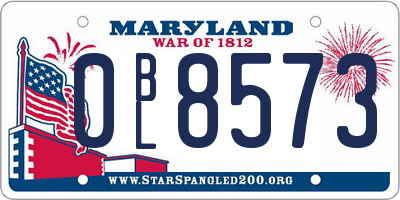 MD license plate 0BL8573