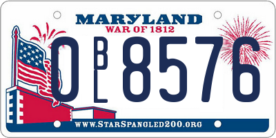 MD license plate 0BL8576