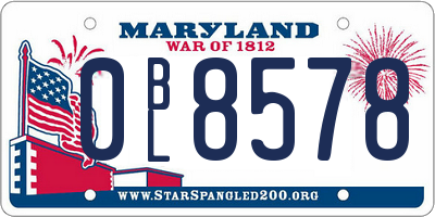 MD license plate 0BL8578