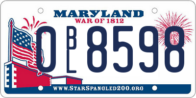 MD license plate 0BL8598