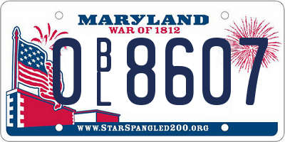 MD license plate 0BL8607