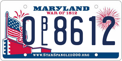 MD license plate 0BL8612