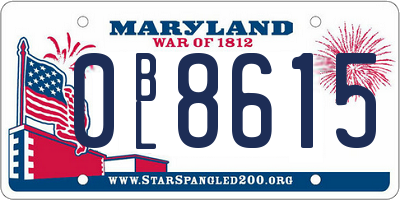 MD license plate 0BL8615