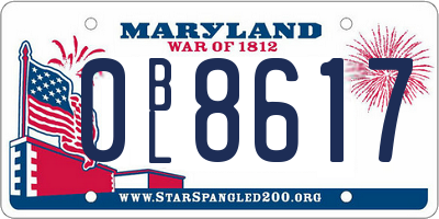 MD license plate 0BL8617