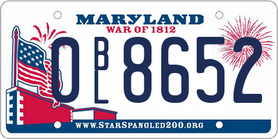 MD license plate 0BL8652