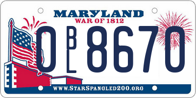 MD license plate 0BL8670