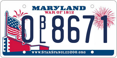 MD license plate 0BL8671