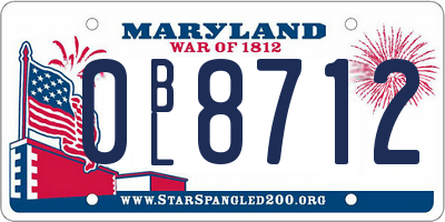 MD license plate 0BL8712