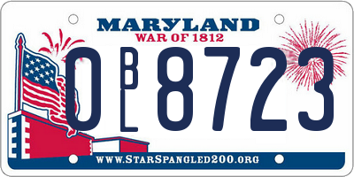 MD license plate 0BL8723