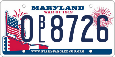 MD license plate 0BL8726