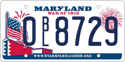 MD license plate 0BL8729