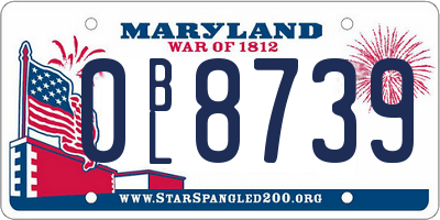 MD license plate 0BL8739