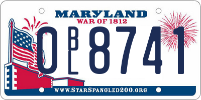 MD license plate 0BL8741