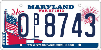 MD license plate 0BL8743