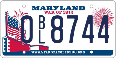 MD license plate 0BL8744