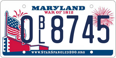 MD license plate 0BL8745