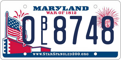MD license plate 0BL8748