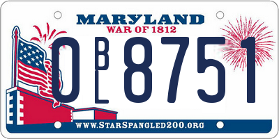 MD license plate 0BL8751